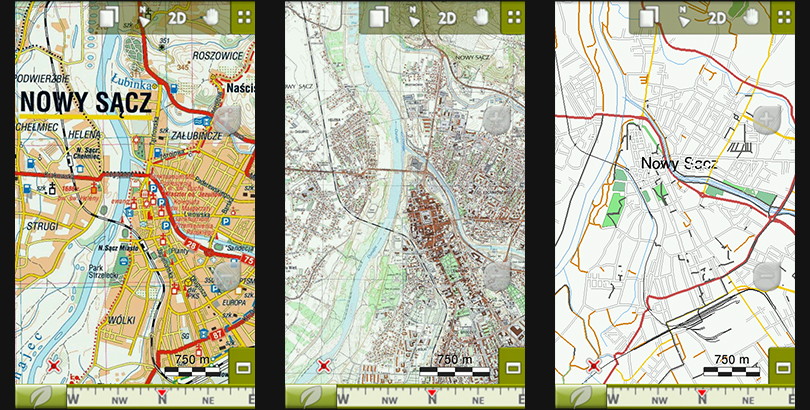 mapy wektorowe i rastrowe potrzebne do utworzenia multimapy dla Sportivy Plus